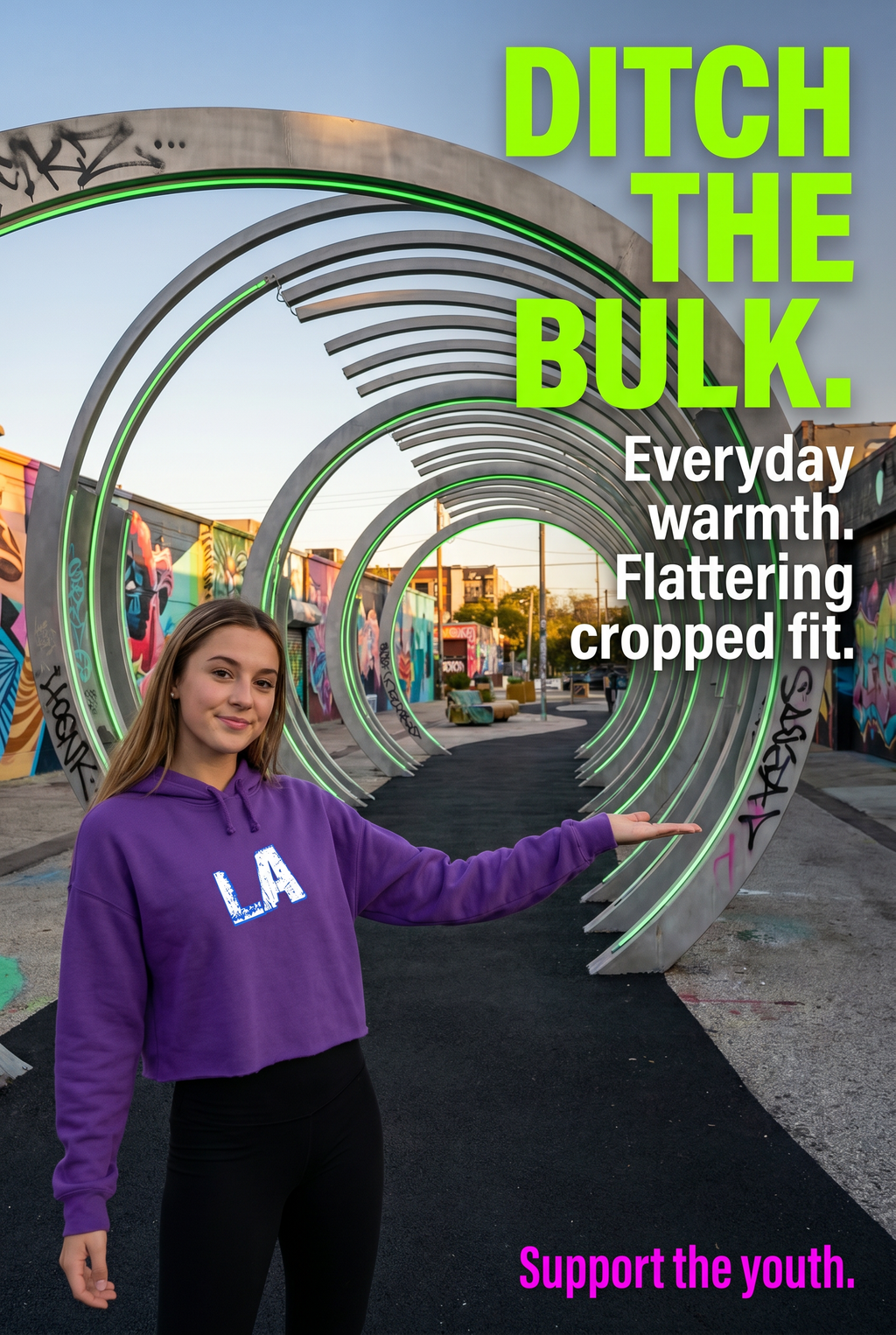LA Cropped Fleece Hoodie